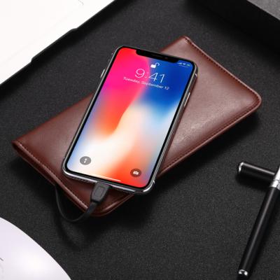 China New Agriculture Idea Product Gift Set Of Electronic High Quality Leather Wallet With 6800 MAH Portable Power Bank For Phone Smart Charging for sale