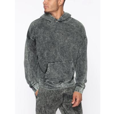 China Custom Made Premium Mens Dark Gray Hoodie Stone Washed Pullover Hoodies Breathable for sale