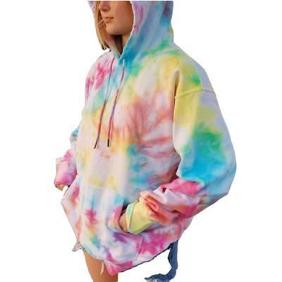 China Fashionable Women's High Quality Cotton Long Sleeve Hoodie Breathable Hot Selling 100% Shirt With Embroidery Tie Dye Blue Hoodie for sale