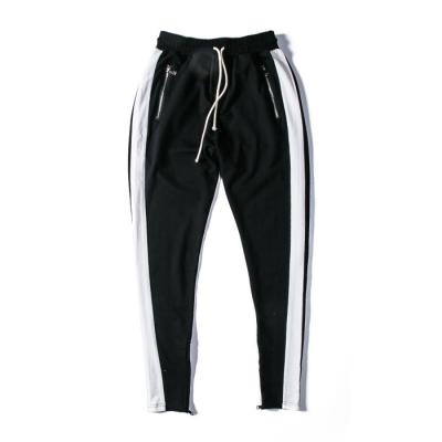 China Hot Selling Anti-wrinkle Fashion Zipper Drawstring Pants Retro French Terry Pants Single Stripe Sports Pants for sale