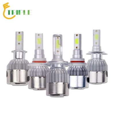 China Factory popular products cheap car bulb 9005 headlights aluminum 9006 car LED headlight COB 6000k 9007 H1 H4 H7 H11 C6 car headlights for sale