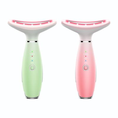 China New Arrival Anti Blood Vessel Wrinkle 3 Color EMS LED Light Neck Lift Device Led Light Body Lift And Massager for sale