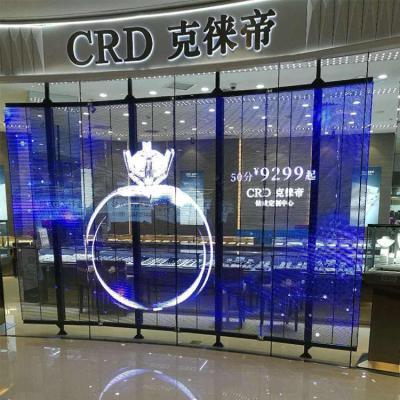 China HBONY 6500cd Full Color High Brightness Under Sunshine Cheaper Price Glass Led Display Transparent Led Screen for sale