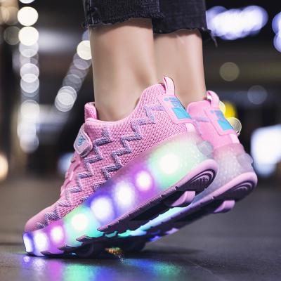 China Female Kids LED Light Roller Shoes For Boys Girl Luminous Shoes Light Up Skates Casual Sneakers Fashion Two Wheel Student Skates for sale