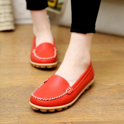 China Flat Genuine Leather Boat Shoes Soft Sole For Women Flats Shoes Ladies Loafers Sturdy Non-Slip Sole for sale