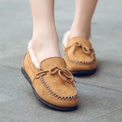 China Micro Fur Flat Moccasin Flat Shoes Ladies Suede Indoor Outdoor Slipper Shoe for sale