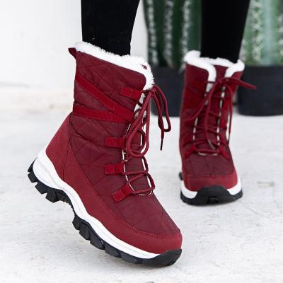 China CUSHIONING Women's Sheo Snow Sneakers Faux Fur Winter Ankle Snow Booties Warm Outdoor Shoes Hike Plus Size Boots for sale