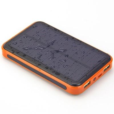 China Allumium+Plastic 10000mAh Polymer Battery Dual USB Waterproof Solar Power Bank for sale