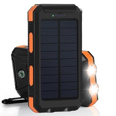 China Inbuilt Compass 8000mAh Polymer Battery IP67 Waterproof Solar Power Bank for Hiking for sale