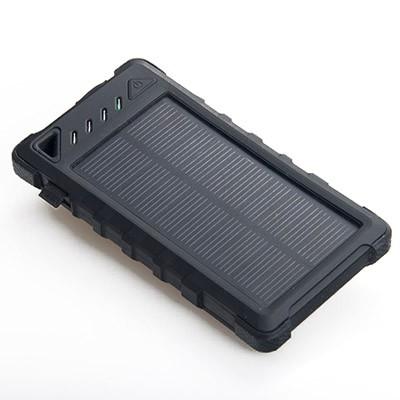 China Outdoors 8000mAh Dual USB Waterproof Solar Power Bank with Camping light and Counterfeit Detector for sale