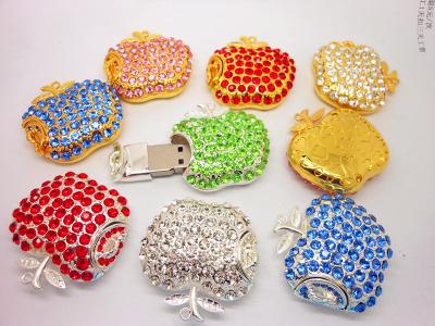 China Corporate Gifts Aluminium Diamond Apple Shape Jewelry 2.0 USB flash drive 8Gb for sale