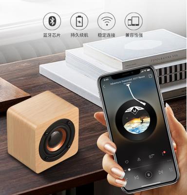 China Mini Squre Wood Portable Bluetooth speaker 3W 1200mAh for Cellphone for sale