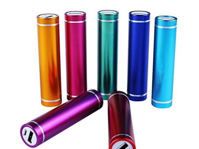 China 2600mAh Aluminum Lipstick Power Bank Cylinder Portable Charger 18650 Battery for sale