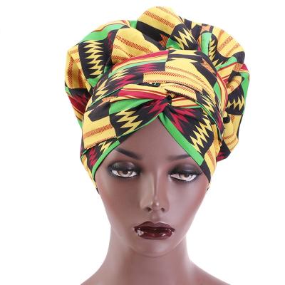 China Designer Cowls Women's African Printankara Style Hair Wrap Hood with Long Ribbon Wrap Double Layer Satin Headwrap for sale