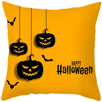 China Halloween Anti-Static Happy Orange Pumpkin Printed Pillow Cases Pillow Cases Soft Cushion Cover Protectors 18x18 Inch for sale