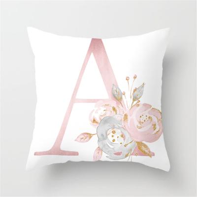 China 26 White Letters Tile Letters Pillow Protectors Decorative English Floral Soft Cushion Cover Anti-Static Pillow Covers For Sofa Bedding for sale