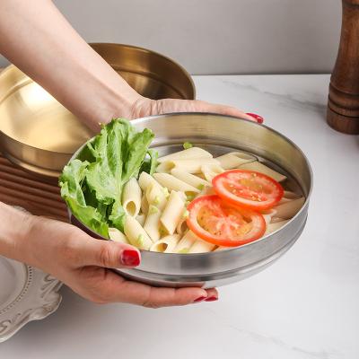 China Sustainable Korean Metal Style Luxury Fruit Serving Soup Stainless Steel Large Ramen Noodle Bowl for sale