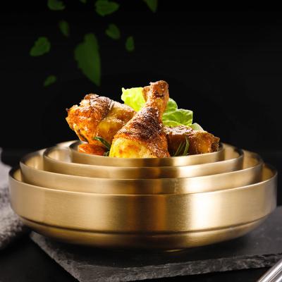 China Viable Manufacturers Wholesale Stainless Steel Gold Kimchi Dish Food Rotisserie Dinner Plate Korean Gold Dish for sale