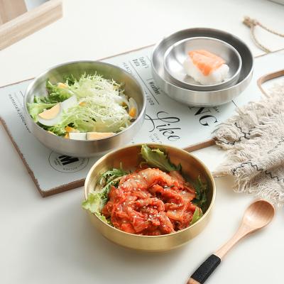 China Sustainable Luxury Supplying Dinner Set Dish Stainless Steel Round Kimchi Bowl Kitchen Sushi Side Sauce Dish for sale