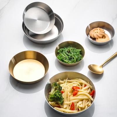 China Sustainable Korean Style Kimchi Dish Saucer For Side Sauce Stainless Steel Sauce Dish for sale