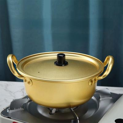 China Sustainable Aluminum Pot With Lid Korean Style Cooking Ramen Instant Noodle Yellow Soup Cooker And Stock Pots Metal All-Season Gas Cooker for sale