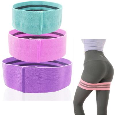 China Hip Resistance Bands Wholesale Private Label Cotton Hip Resistance Band Non Slip Long Loop Elastic Fitness Fabric Resistance Bands Set for sale