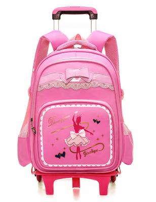 China Waterproof popular design school backpack with detachable trolley school bag with wheels for girls for sale