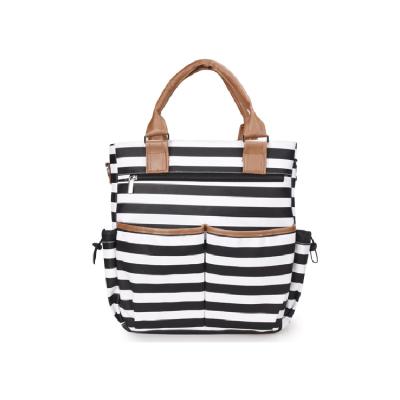 China Multifunctional TODDLE BAG Baby Diaper Bag Backpack With Black And White Stripe for sale