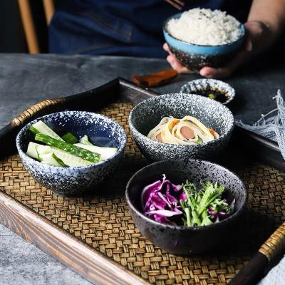 China Sustainable Hot Sale Japanese Style Vintage High Quality Restaurant Serving Round Appetizer Rice Ceramic Ramen Bowl for sale