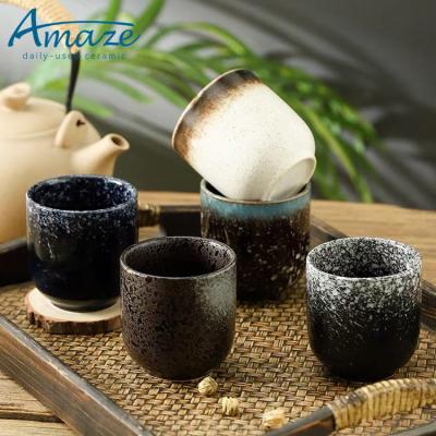 China Sustainable Wholesale Retro Vintage Japanese Style Customized Restaurant Ceramic Water Tea Cups With Logo for sale