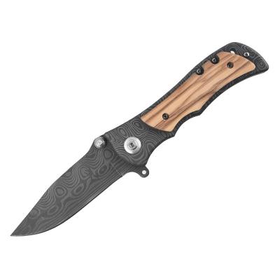 China Wholesale Hensun Non-variable outdoor camping handle hunting knife stainless steel wood pocket knife for sale