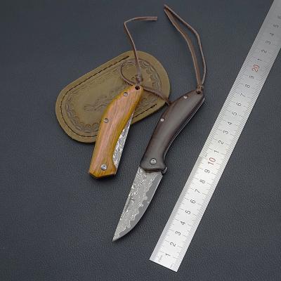 China High Quality Non-variable Damascus Folding Knife With Wooden Handle for sale