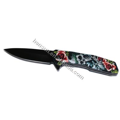 China Stainless Steel Non-variable Multifunctional Tool Outdoor Multifunctional Folding Knife With Pink Skull Pattern for sale