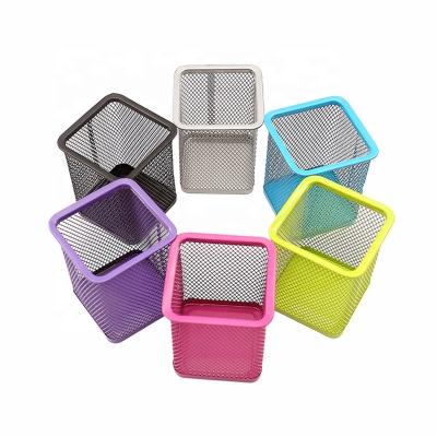 China Custom Metal Desktop Portable Multi Place Container Display Pen Holer Packing Box Folding Wire Pen Stand For Office for sale