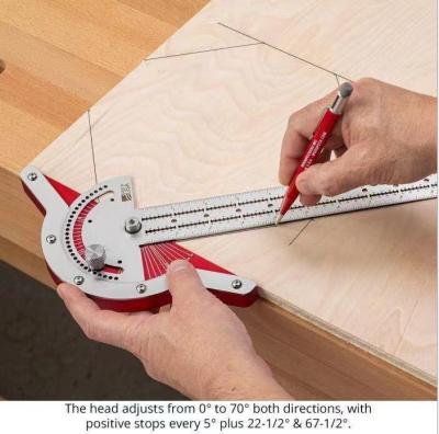 China 1mm Woodwork Angle Ruler Efficient Protractor Edge Ruler Efficient Protractor Stainless Steel Carpentry Rotary Measuring Tool L802 for sale