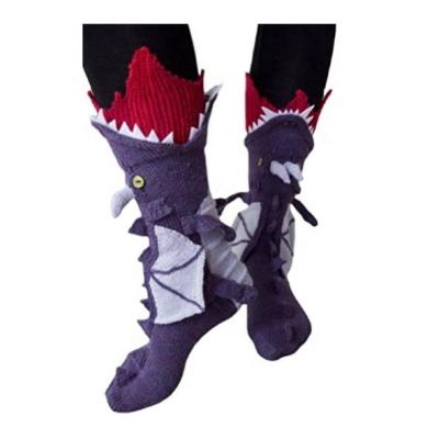 China Christmas Gift QUICK DRY Shark Fish Chameleon Crocodile Knit Socks Novelty Cute Unisex Winter Warm Floor Sock for sale