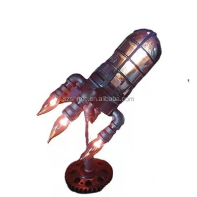 China Double Flannel Retro Steampunk Rocket Lamp Punk Style Lights Desk Ornaments Light Led Light Lamp for sale