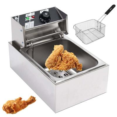 China Heavy Duty Stainless Steel Electric DOUBLE Deep Fryer Commercial Home Kitchen Frying Chip Cooker Basket For Buffalo Wings 6L 12L for sale