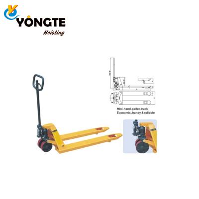 China Hand Pallet Truck 2500kg 550mm CE Hand Pallet Truck Wheel AC Steel Nylon Pump for sale