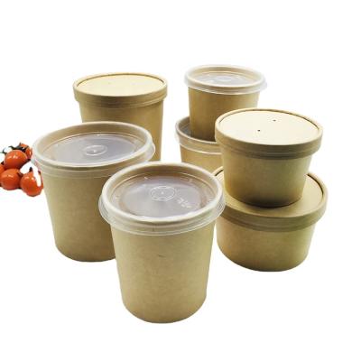 China Biodegradable Disposable Kraft Paper Soup Puffs 15 Ounce Fast Food Take Away Food Puffs for sale