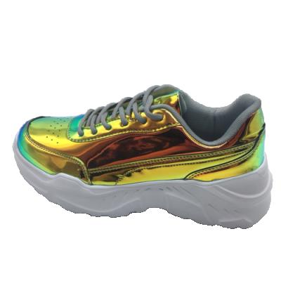 China Wholesale Unique Metallic Shiny Hologram EVA Hologram Fashion Sneakers Running Shoes Woman Trainers for sale