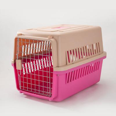 China Wholesale Plastic Portable Flight Box Pet Cage Travel Pet Dog Transport Pet Carrier Outdoor Cage Stored for sale