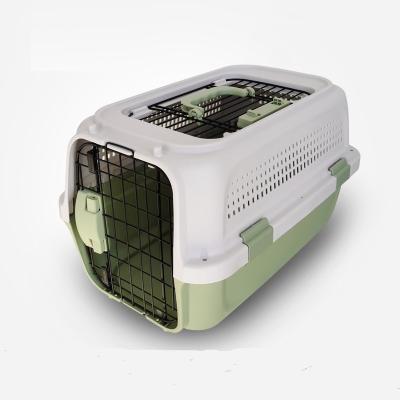 China High Quality Small Animals Travel Cat Dog Pet Flight Case Folding Plastic Pet Carrier Portable Cat Travel Cage for sale