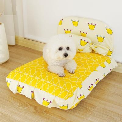 China Removable Cover Portable Cat Dog Bed With Stand Washable Cotton Cloth Bed Dog Cat Mattress for sale