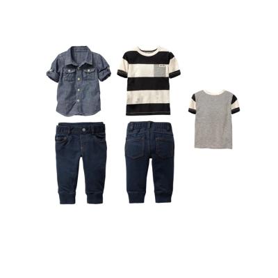 China Casual children's origin cotton blouse shirt short sleeve t-shirt+jeans shirts+pants 3in sets boys clothing sets baby kids denim jacket for sale