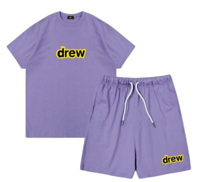 China 2PCS Summer Clothing Set Boys And Girls Children's Casual Suit Oversized Round T-shirt+Drawstring Short Pants Multiple Color Choose for sale