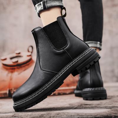 China New Style Fashion Deodorization Cool Black Waterproof Leather Men Casual Chelsea Boots for sale