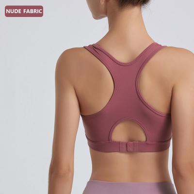 China New Design Yoga Top Breathable Feeling Adjustable Nude I Shaped Fitness Sports Bra For Women for sale