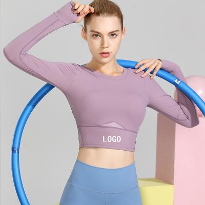 China 2022 New Fashion Breathable Tight Long Sleeve Gym Fitness Sports Yoga Quick Dry Top for sale