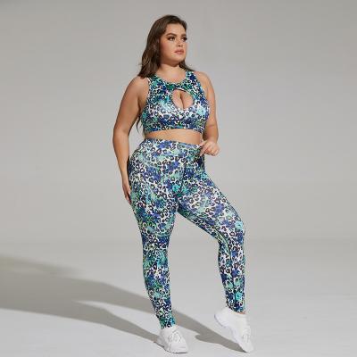 China X-CHENG Women Leopard Print Yoga Suit Breathable Fitness Leisure Yoga Suit Sexy Printed Yoga Set Big Plus Size for sale